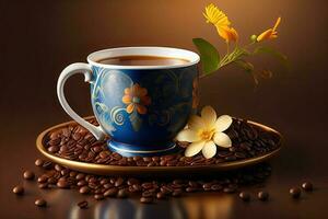 café com flor generativo ai foto