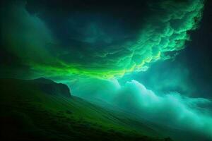 nuvem verde ciano fundo generativo ai foto