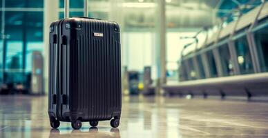 Preto mala, aeroporto bagagem - ai gerado imagem foto