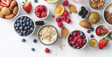 peso perda conceito com verde orgânico produtos em branco fundo - ai gerado imagem foto