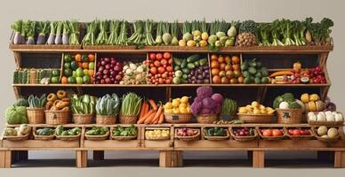 vegetal agricultores mercado parar, colorida vários fresco orgânico saudável legumes - ai gerado imagem foto