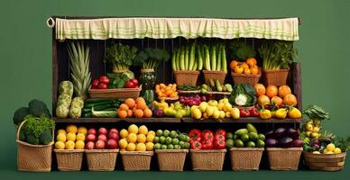 vegetal agricultores mercado parar, colorida vários fresco orgânico saudável legumes - ai gerado imagem foto