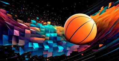 abstrato basquetebol panorâmico fundo, laranja basquetebol - ai gerado imagem foto