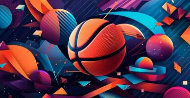 abstrato basquetebol panorâmico fundo, laranja basquetebol - ai gerado imagem foto