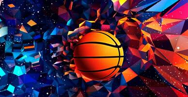 abstrato basquetebol panorâmico fundo, laranja basquetebol - ai gerado imagem foto