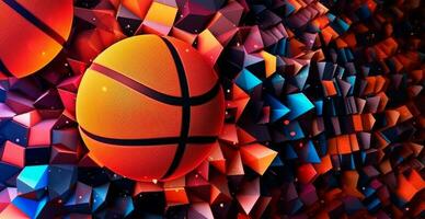 abstrato basquetebol panorâmico fundo, laranja basquetebol - ai gerado imagem foto