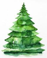 verde aguarela Natal árvore. ilustração ai generativo foto
