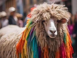 moda ovelha dentro orgulho parada. conceito do lgbtq orgulho. ai gerado foto