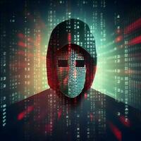 anônimo hacker. conceito do cibercrime, ataque cibernético, Sombrio rede. ai gerado foto