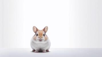 uma hamster senta em uma mesa com uma branco fundo - generativo ai foto