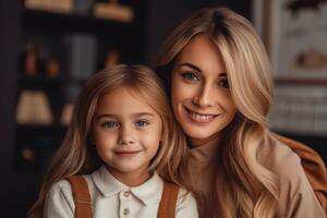 mãe e filha fazendo dever de casa junto. ai generativo foto