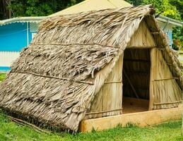 típica tradicional Palma cabana do a Seychelles, localizado às a construir Vila, mahe seychelle foto