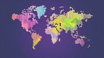 mundo mapa roxa pixel fundo. generativo ai. foto