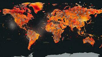 mundo mapa Armagedom explosões fundo. generativo ai. foto
