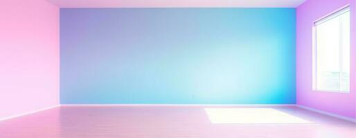 esvaziar quarto parede em brilhante pastel cor fundo, generativo ai foto