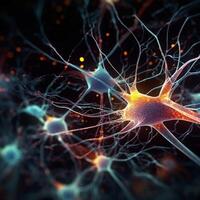 neurônios e sinapse gostar estruturas representando cérebro química, generativo ai foto