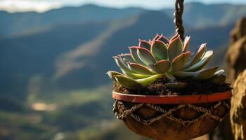 uma suculento plantar flores dentro uma flor Panela gerado de ai foto