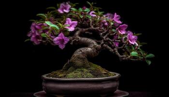 ornamentado cerâmica vaso detém delicado Rosa orquídea gerado de ai foto