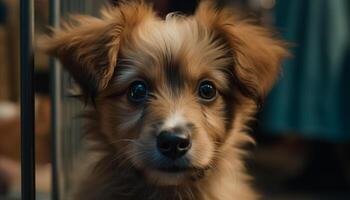 encantador papillon cachorro sentado, olhando às Câmera gerado de ai foto