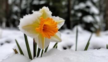 fresco neve cobertores beleza dentro natureza inverno país das maravilhas gerado de ai foto