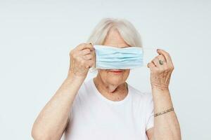 idosos mulher saúde estilo de vida médico mascarar tratamento luz fundo foto