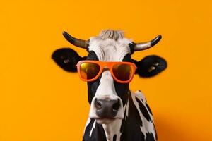 animal vaca engraçado retrato oculos de sol fofa cabeça personagem face colorida. generativo ai. foto