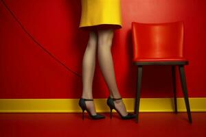 azul mulher moda laranja conceito pé perna vermelho lindo sapato colorido. generativo ai. foto