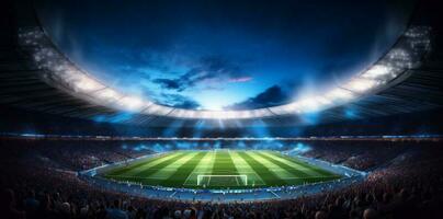 jogos estádio arena futebol verde esporte futebol objetivo luz mundo. generativo ai. foto