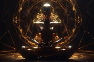 pose silhueta zen Paz energia aura espiritual chakra meditação ioga. generativo ai. foto