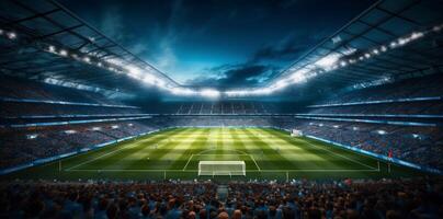 futebol luz futebol mundo arena objetivo jogos verde esporte estádio. generativo ai. foto