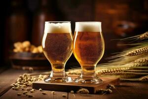 bar beber cerveja álcool espuma vidro ouro lager bebida cerveja. generativo ai. foto
