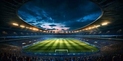 objetivo mundo futebol futebol esporte luz estádio arena verde jogo. generativo ai. foto