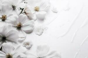 lindo floral celebração Primavera Casamento natural branco natureza fundo Flor flor. generativo ai. foto