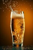 álcool gradiente beber Cerveja vidro fundo bolha respingo espuma preenchidas frio. generativo ai. foto