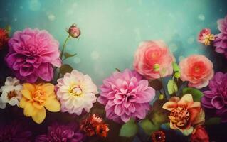 fundo aguarela cor namorados pastel peônias Flor Projeto floral Primavera flor. generativo ai. foto