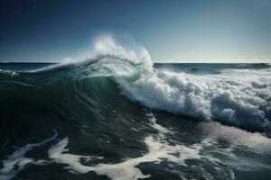 líquido azul água batida oceano onda legal mar surfar natureza. generativo ai. foto