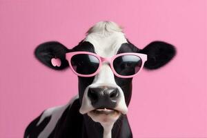 colorida fofa cabeça retrato oculos de sol engraçado personagem vaca face animal. generativo ai. foto