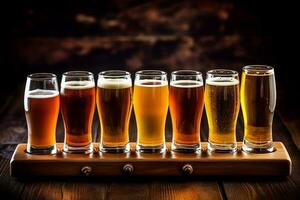 lager beber álcool bebida vidro bar cerveja Cerveja ouro espuma. generativo ai. foto