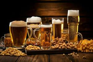 cerveja espuma vidro bar ouro beber bebida Cerveja álcool lager. generativo ai. foto