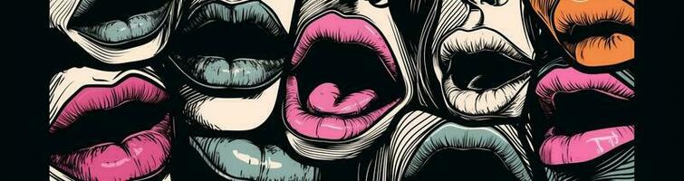 poster mulher lábios fêmea arte beijo boca batom ilustração abstrato inventar. generativo ai. foto