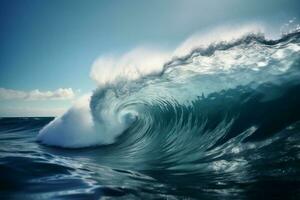 azul mar onda líquido legal natureza água batida oceano surf. generativo ai. foto
