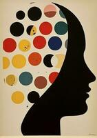 retro poster Projeto vermelho círculo ilustração vintage abstrato olho arte. generativo ai. foto