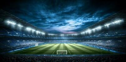 verde luz futebol jogos objetivo futebol mundo esporte estádio arena. generativo ai. foto