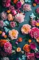bokeh flor Primavera peônias pastel namorados Flor aguarela cor Projeto fundo. generativo ai. foto