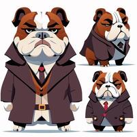 Inglês buldogue clipart. diferente poses, casaco cores definir. vetor ilustração foto