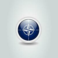 bandeira do NATO Como volta lustroso ícone. botão com bandeira Projeto. foto