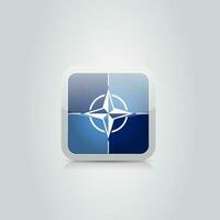 bandeira do NATO Como arredondado quadrado lustroso ícone. botão com bandeira Projeto. foto