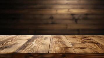 esvaziar madeira mesa fundo para produtos colocação. ai gerado foto