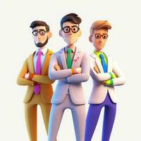 equipe do jovem empresários. 3d ilustração. 3d Renderização. trabalho em equipe.ai geração foto