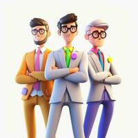 equipe do jovem empresários. 3d ilustração. 3d Renderização. trabalho em equipe.ai geração foto